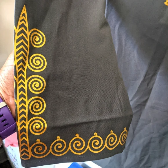 LucMatton Men's African Traditional Dashiki Luxury Metallic Gold Printed - Picture 3 of 7